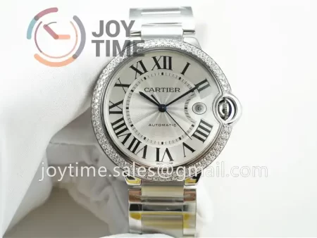 Cartier Ballon Bleu V6F 1:1 Best Edition SS 42mm Diamond Bezel SS Bracelet NH05A