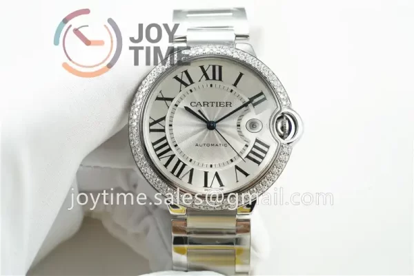 Cartier Ballon Bleu V6F 1:1 Best Edition SS 42mm Diamond Bezel SS Bracelet NH05A