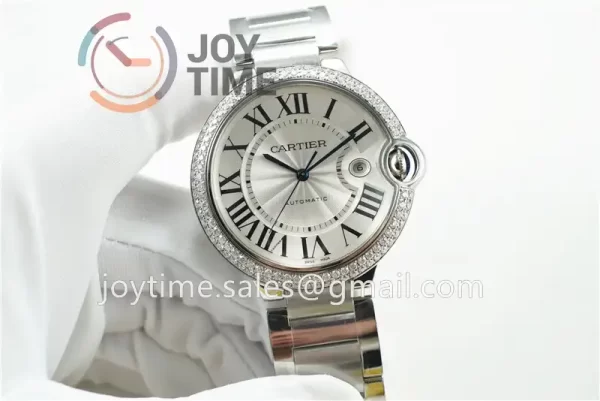 Cartier Ballon Bleu V6F 1:1 Best Edition SS 42mm Diamond Bezel SS Bracelet NH05A