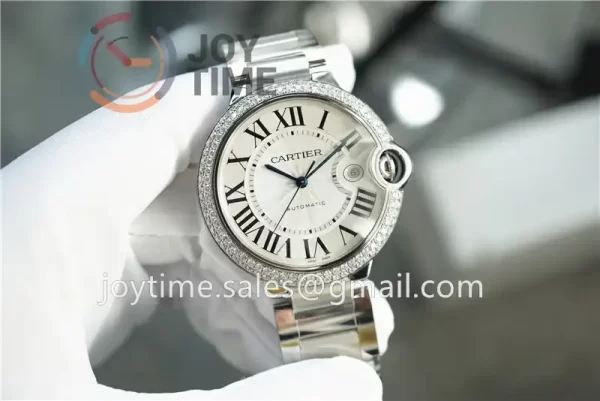 Cartier Ballon Bleu V6F 1:1 Best Edition SS 42mm Diamond Bezel SS Bracelet NH05A