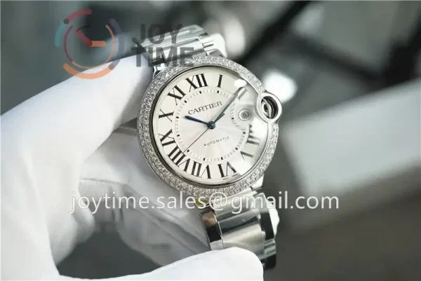 Cartier Ballon Bleu V6F 1:1 Best Edition SS 42mm Diamond Bezel SS Bracelet NH05A