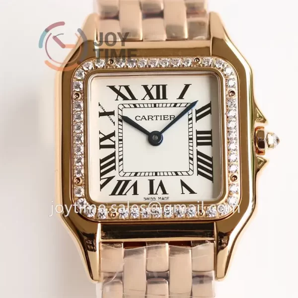 Cartier Ballon Panthère Ladies GF 1:1 Best Edition RG 27mm Diamond Bezel RG Bracelet Quartz