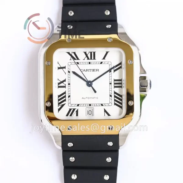 Cartier Santos de Cartier GF 1:1 Best Edition SS 40mm YG Bezel Rubber Strap Miyota9015