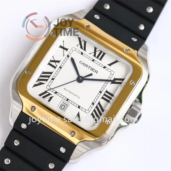 Cartier Santos de Cartier GF 1:1 Best Edition SS 40mm YG Bezel Rubber Strap Miyota9015