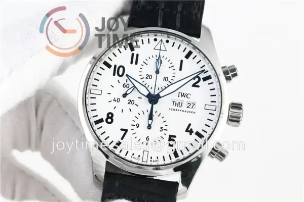 IWC Pilot Chronograph ZF 1:1 Best Edition SS 43mm Leather Strap A7750