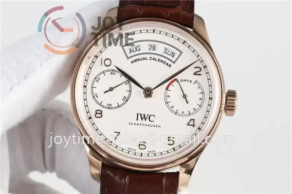 IWC Portuguese Real PR Real Annual Calendar ZF 1:1 Best Edition RG 44mm Leather Strap A52850