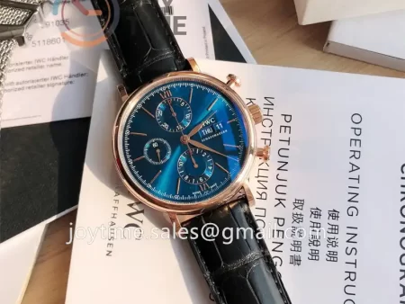 IWC Portofino Chrono 1:1 Best Edition RG 42mm Alligator Leather Strap Cal.79320 Full Packaging