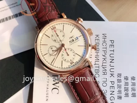 IWC Portofino Chrono 1:1 Best Edition RG 42mm Alligator Leather Strap Cal.79320 Full Packaging