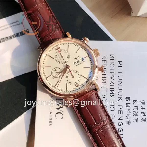 IWC Portofino Chrono 1:1 Best Edition RG 42mm Alligator Leather Strap Cal.79320 Full Packaging