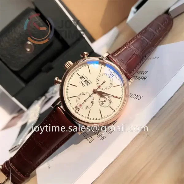 IWC Portofino Chrono 1:1 Best Edition RG 42mm Alligator Leather Strap Cal.79320 Full Packaging