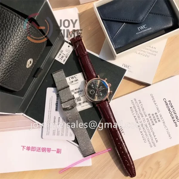 IWC Portofino Chrono 1:1 Best Edition RG 42mm Alligator Leather Strap Cal.79320 Full Packaging