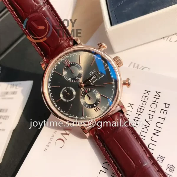 IWC Portofino Chrono 1:1 Best Edition RG 42mm Alligator Leather Strap Cal.79320 Full Packaging