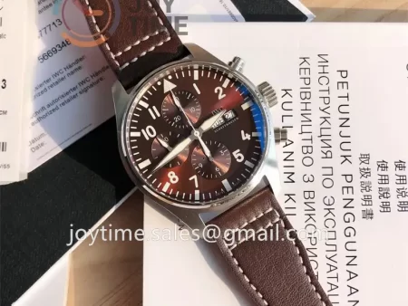 IWC Pilot Chrono 1:1 Best Edition SS 43mm Alligator Leather Strap Cal.79320 Full Packaging