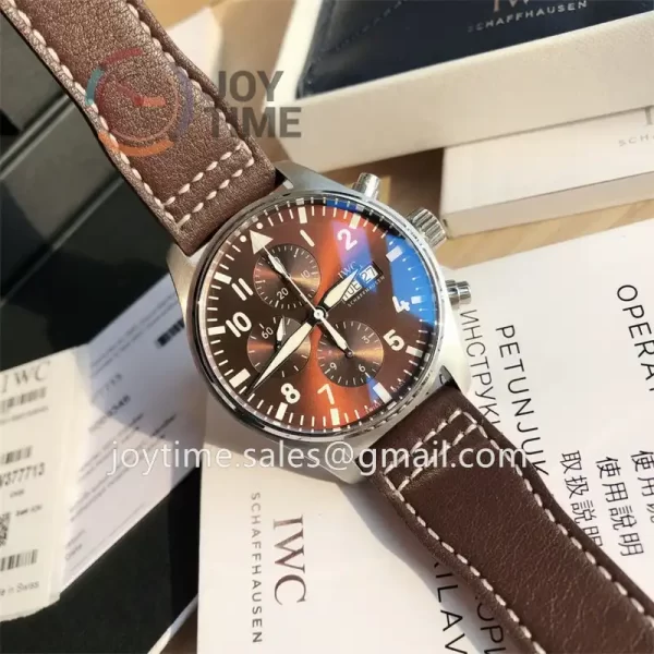 IWC Pilot Chrono 1:1 Best Edition SS 43mm Alligator Leather Strap Cal.79320 Full Packaging