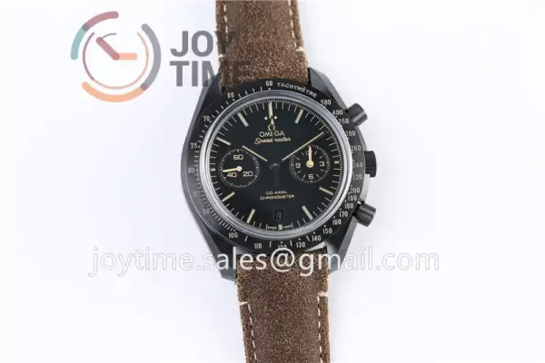 Omega Speedmaster "Dark Side of The Moon" OMF 1:1 Best Edition Ceramic 44mm Leather Strap A9300