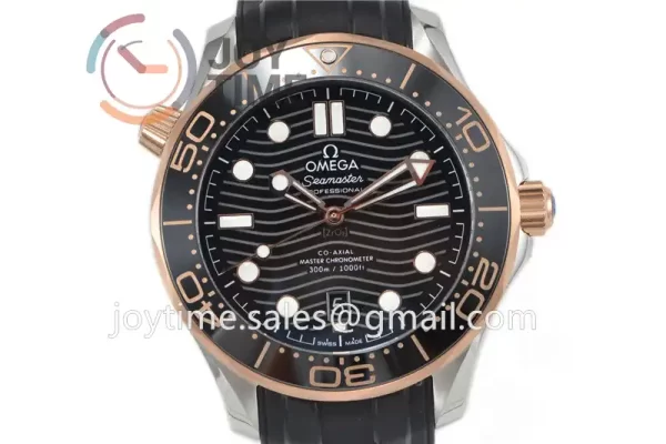 Omega Seamaster Diver 300M VSF 1:1 Best Edition SS 42mm RG Bezel Rubber Strap Super Clone A8800