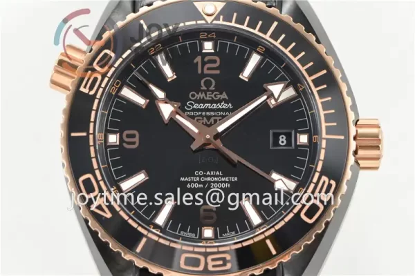 Omega Planet Ocean 600M GMT  VSF 1:1 Best Edition Ceramic 45.5mm RG Bezel Leather Strap Super Clone A8906