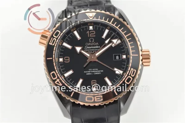 Omega Planet Ocean 600M GMT  VSF 1:1 Best Edition Ceramic 45.5mm RG Bezel Leather Strap Super Clone A8906