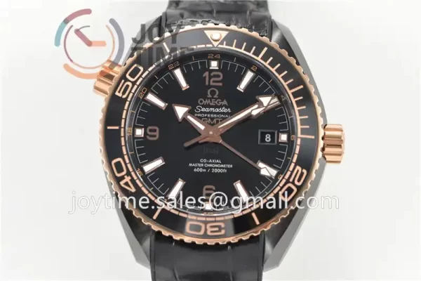 Omega Planet Ocean 600M GMT  VSF 1:1 Best Edition Ceramic 45.5mm RG Bezel Leather Strap Super Clone A8906