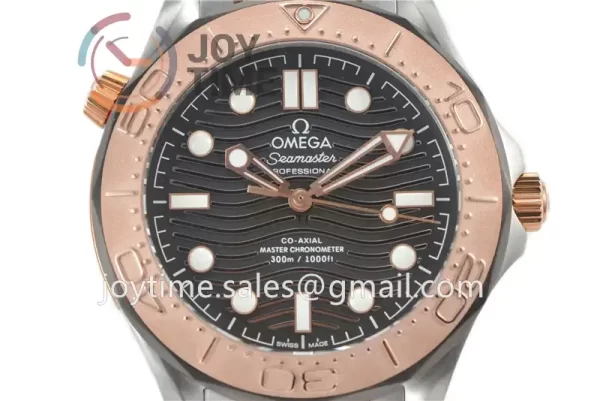 Omega Seamaster Diver 300M VSF 1:1 Best Edition SS 42mm RG Bezel SS/RG Bracelet Super Clone A8806