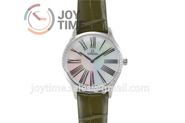 Omega De Ville Tresor Ladies 1:1 Best Edition SS 36mm Leather Strap Quartz (7Colors)