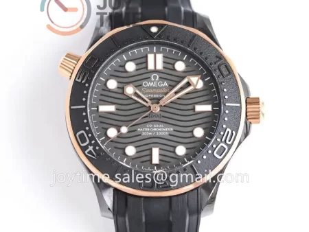 Omega Seamaster Diver 300M ORF 1:1 Best Edition Ceramic 43.5mm RG Bezel Rubber Strap Super Clone A8806