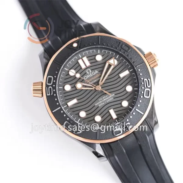 Omega Seamaster Diver 300M ORF 1:1 Best Edition Ceramic 43.5mm RG Bezel Rubber Strap Super Clone A8806