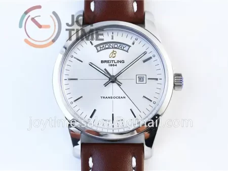 Breitling Transocean Day & Date 1:1 Best Edition SS 43mm Leather Strap A2824