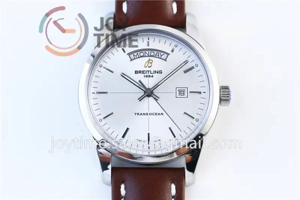 Breitling Transocean Day & Date 1:1 Best Edition SS 43mm Leather Strap A2824