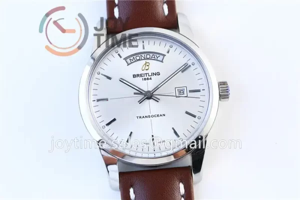 Breitling Transocean Day & Date 1:1 Best Edition SS 43mm Leather Strap A2824