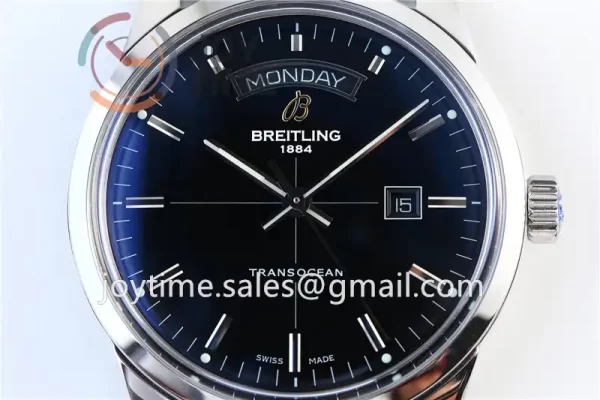 Breitling Transocean Day & Date 1:1 Best Edition SS 43mm Leather Strap A2824