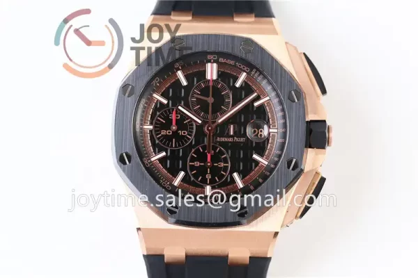 Audemars Piguet Royal Oak Offshore 44mm 1:1 Best Edition RG Ceramic Bezel Rubber Strap A3126