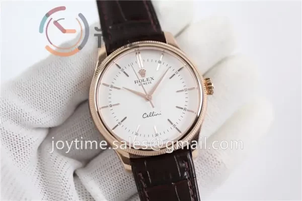 Rolex Cellini 50505 1:1 Best Edition RG Leather Strap A3132