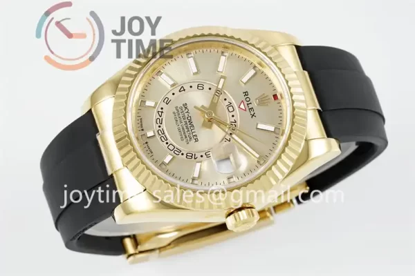 Rolex Sky Dweller 336238 ZF 1:1 Best Edition YG 42mm Rubber Strap A9002 （Tungsten Heavy Version 190g）