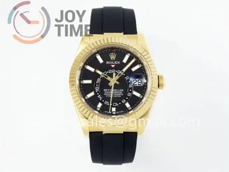 Rolex Sky Dweller 336238 ZF 1:1 Best Edition YG 42mm Rubber Strap A9002 （Tungsten Heavy Version 190g）